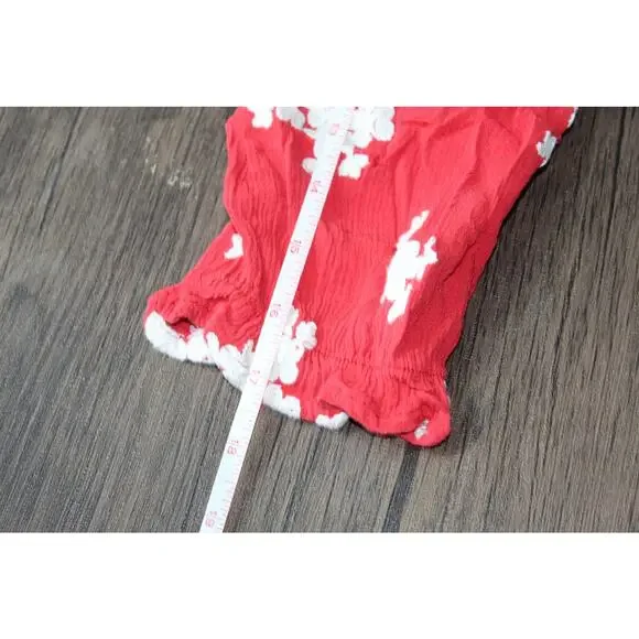 Soft Surroundings XS Red White Embroidered Floral Off Shoulder Blouse Petite - Picture 4 of 5